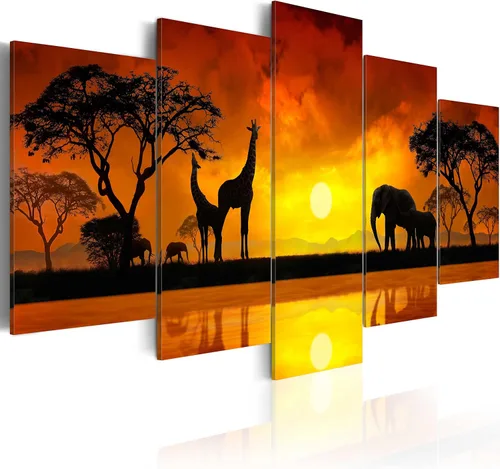 Vista 60 de artgeist Lienzo acústico para pared, diseño de África, 40 x 20 pulgadas, 5 piezas con impresión de sonido de espuma acústica, sala de arte de África