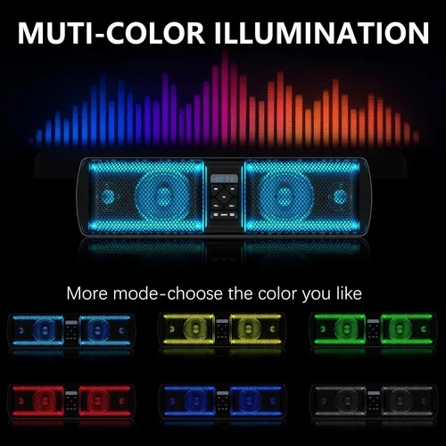 Vista 3 de Barra de sonido UTV, barra de sonido impermeable IP66 Bluetooth para carrito de golf, sistema de altavoces ATV, barra de sonido SXS compatible