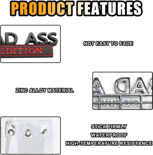 Vista 4 de Emblema de edición Bad Ass para coche, parachoques de coche, parachoques capó, maletero 3D, accesorios de repuesto para rejilla delantera del portón
