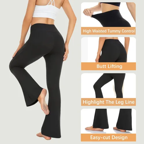 Vista 5 de GROTEEN Leggings acampanados para mujer, pantalones de yoga con corte de bota para mujer, pantalones de entrenamiento de cintura alta, pantalones