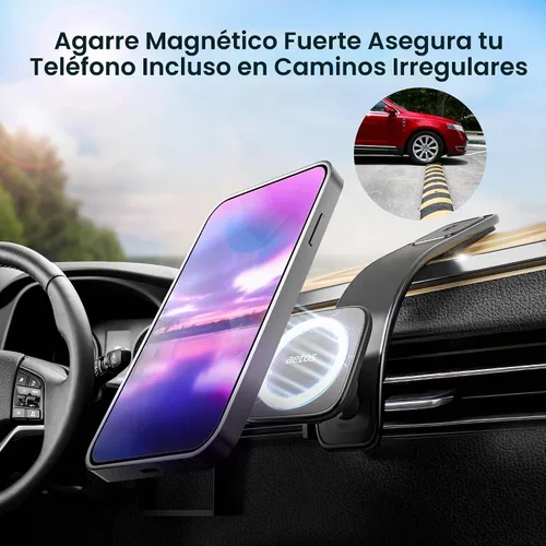 Vista 4 de aetos Soporte para teléfono MagSafe para iPhone 17/16/15/14/13/12 Pro/Plus/Max y teléfonos Android con adaptador de anillo. Cabezal giratorio