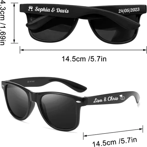Vista 7 de Gafas de sol personalizadas para recuerdos de fiesta de boda, gafas de sol personalizadas a granel para hombres, padrinos de boda, adultos y mujeres