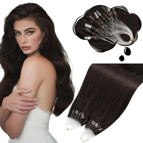 Vista 10 de Moresoo Micro Link - Extensiones de cabello humano, rubio ceniza oscuro