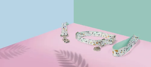 Vista 4 de Now House for Pets by Jonathan Adler Mint - Collar de terrazo, mediano, manera elegante y moderna de mantener a tu perro con un aspecto genial