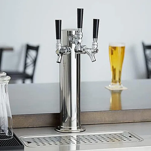 Vista 7 de TMCRAFT Dispensador de torre de cerveza de barril de triple grifo, kit dispensador de torre de cerveza de acero inoxidable pulido con tubo