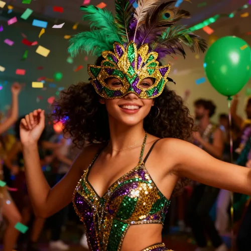 Vista 4 de Mardi-Gras-Mask-for-Men-Women 3 Pcs Sequin Masks Masquerade Cosplay Party