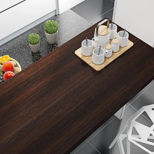 Vista 7 de FunStick Papel adhesivo de madera de nogal marrón para armarios, encimeras, papel tapiz de madera impermeable, papel de contacto de grano de madera