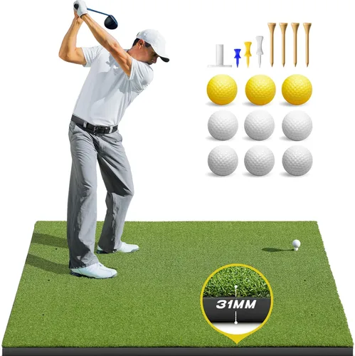 Vista 9 de Bltend Golf Mat: 5x4ft & 5x5ft Heavy-Duty Golf Hitting Mats Practice Outdoor/Indoor, Elite Dense Artificial Turf Matt Training Aid for