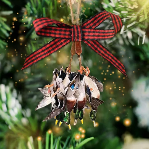 Vista 8 de Talataca Adorno Colgante de Pato de Caza 2D Plano para Espejo Retrovisor de Coche Adorno de Árbol de Navidad Decoración Encanto Colgante