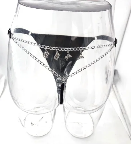 Vista 5 de Ropa interior sexy con tanga para mujer, tanga para fiesta, cadena corporal