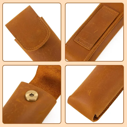 Vista 4 de Funda multiherramienta para hombres, bolsa multiherramienta de cuero, organizador de bolsa EDC para cinturón, funda multiherramienta con cierre