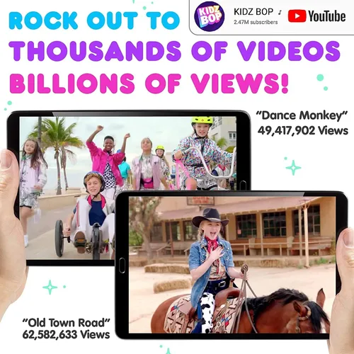 Vista 6 de Move2Play, Kidz Bop, auriculares Bluetooth para niños Micrófono y altavoces de alta definición Limitación de volumen de 94dB Inalámbricos Azul
