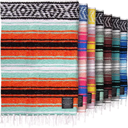 Vista 22 de Hydration Nation Auténtica manta mexicana extra grande (70 x 50 pulgadas), yoga tejida a mano, serape, falsa artesanal, playa, campamento, picnic