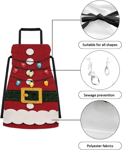 Vista 24 de Dreaweet Delantal de cocina unisex con cuello ajustable de Navidad