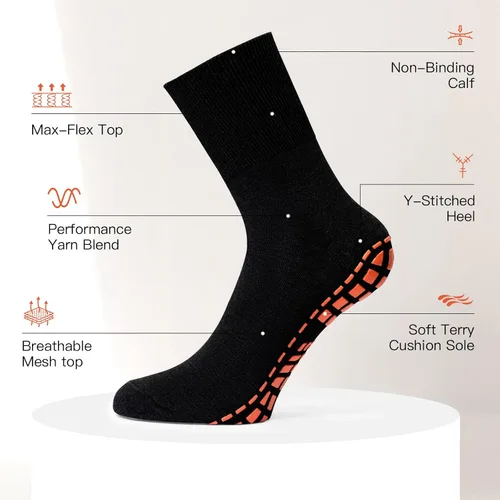 Vista 4 de NOVAYARD 5 pares de calcetines antideslizantes para hospitales diabéticos antideslizantes calcetines hombres mujeres