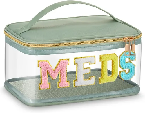 Vista 15 de Geetery Bolsa de Letras de Chenilla, Estuches de Viaje Meds Cheer Regalos para Porristas Bolsa de Cosméticos Maquillaje de Nylon Portátil Preppy