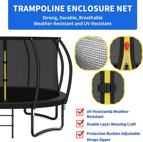 Vista 4 de Anillo superior de repuesto para cama elástica para 8 postes curvos, red de seguridad redonda, accesorios de trampolín con hebillas de protección