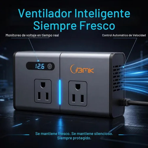 Vista 6 de BMK 200W Inversor de corriente para automóvil Nuevo adaptador de toma de corriente con USB DC 12V a 110V, cargador de automóvil con USB 1.2A y 2.4A