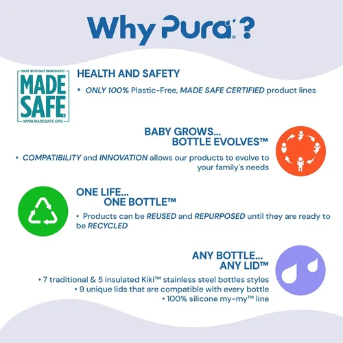 Vista 3 de Pura Kiki - Fundas cortas de silicona para botellas, sin plástico, grado médico, no tóxico, certificado MadeSafe, añade agarre, antideslizante