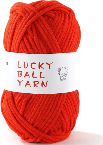 Vista 13 de LUCKY BALL Hilo para ganchillo, 3.53 oz/109 yardas, 70% algodón, 30% nailon, #5, hilo de tubo voluminoso para tejer, para bolsos, sombreros