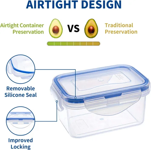 Vista 3 de KIGI Mini recipientes de plástico para almacenamiento de alimentos de 6 onzas con tapas herméticas y a prueba de fugas, ideales para almuerzo