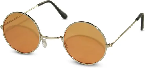 Vista 9 de Lentes de sol de John Lennon para fiesta. Lentes de sol redondos, hippie, con lentes de colores. Marco negro con lente azul