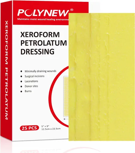 Vista 10 de Xeroform Apósito de Petrolato 1"x8", 52 piezas de gasa no adherente para heridas de baja exudación, almohadillas de gasa de malla fina