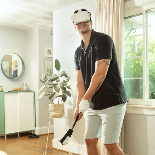 Vista 4 de GimmeVR VR Golf Club Handle Accessory Compatible with Oculus Quest 2 and Rift S, Realistic Grip Handle Attachment with Weighted Balance, Golfing