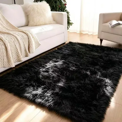 Vista 35 de Alfombra de piel sintética de 2 x 6 pies, color beige, lavable a máquina, súper suave, esponjosa, alfombra de piel de oveja mullida para dormitorio