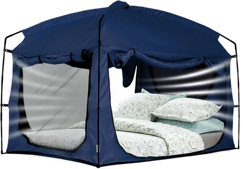 Vista 17 de Bed Tent,Portable Privacy Sleeping Bed Canopy,Blackout 90% Drapes for Kids and Adult,Indoor Space Tent with Breathable Large Mesh Windows