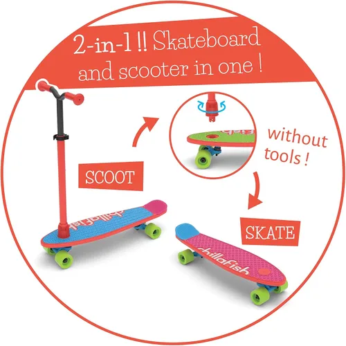 Vista 5 de Chillafish Skatieskootie - Patineta de entrenamiento personalizable y scooter de inclinación a dirección con manubrio de estabilidad desmontable, a
