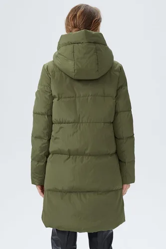 Vista 2 de Orolay - Abrigo acolchado de invierno para mujer, de plumón, con capucha y cremallera doble