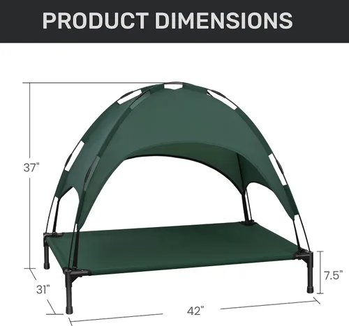 Vista 5 de Heeyoo Cama elevada para perros con toldo, cuna portátil para perros con tienda de campaña de sombra extraíble, cuna elevada para mascotas al aire