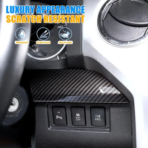 Vista 3 de Panel de instrumentos de control central de ABS, panel decorativo para Toyota Tundra 2014-2021, posición de conducción, ajuste lateral, 3 piezas