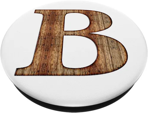 Vista 2 de PopSockets Grip B Inicial Madera Monograma Capital Letra Arte - PopSockets Grip y Stand para Teléfonos y Tabletas