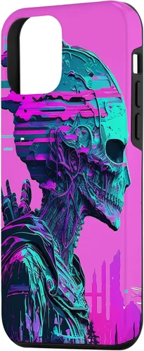 Vista 29 de iPhone 14 Pro Max Cool Retro Alien Sunset Tropical Trippy Vaporwave Sky Art Case