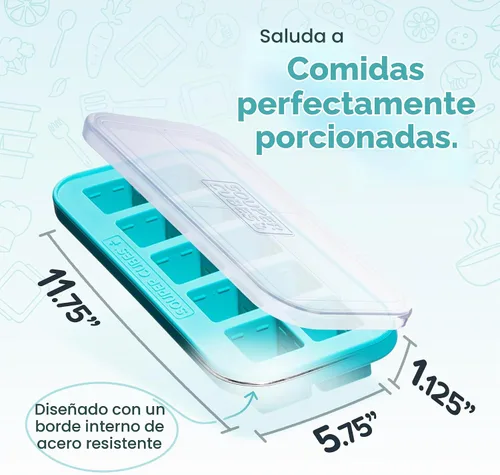 Vista 2 de Souper Cubes Moldes de silicona para congelador, 2 cucharadas, perfectos para almacenar ajo, hierbas, jengibre, pesto, pasta de tomate, jugo