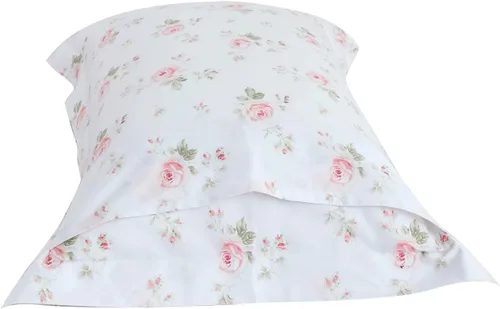 Vista 8 de QSH Juego de 2 fundas para almohada de algodón tamaño Queen, diseño floral vintage chic con estampado de rosas, fundas para almohada con cierre