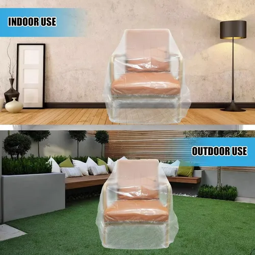Vista 4 de Funda de Sofá de Plástico, Funda de Sofá Transparente, Fundas de Muebles Impermeables para Mudanzas y Almacenamiento, Bolsas de Funda de Sofá