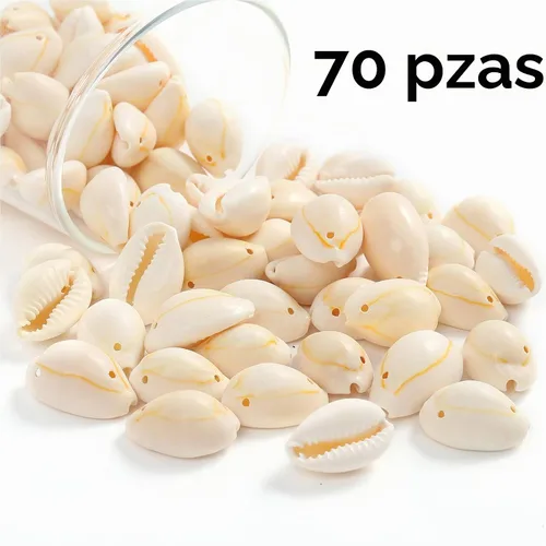 Vista 2 de Conchas de cauri pequeñas cuentas de caurí de concha de mar amarilla natural, conchas ovaladas, conchas de playa de verano, cuentas para pulseras
