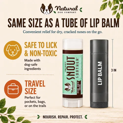 Vista 2 de Natural Dog Company Snout Chupete Travel Stick 0.15 oz – Bálsamo para nariz de perro totalmente natural para hocicos secos y agrietados – Bálsamo