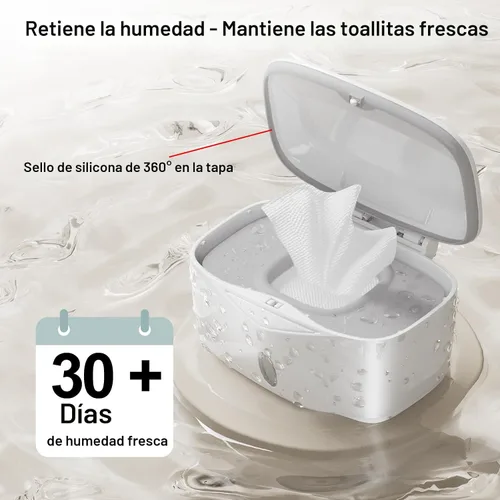 Vista 2 de Dispensador de toallitas con placa pesada, X2 PRO, soporte para toallitas Seposeve Perfect Pull para bebé, contenedor de toallitas recargable