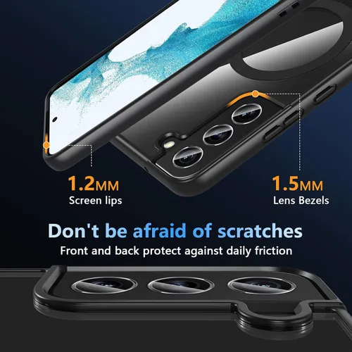 Vista 6 de Hensinple Funda Magnética para Samsung Galaxy S22, Funda para Teléfono Galaxy S22 [Compatible con MagSafe], Cubierta Magnética Transparente