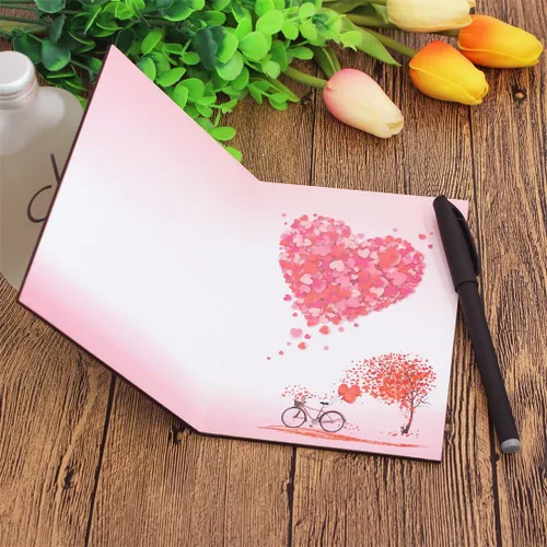 Vista 3 de Creawoo Tarjeta de felicitación de amor hecha a mano de madera de nogal con caja de regalo única, el mejor día de San Valentín, aniversario