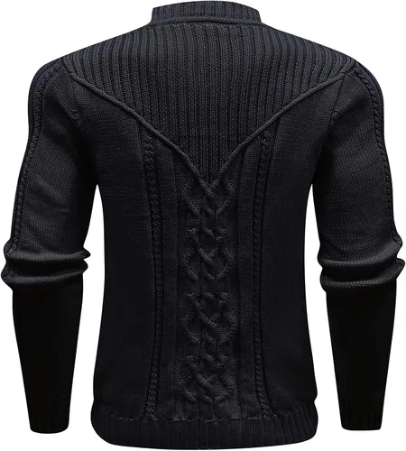 Vista 4 de Suéter de punto de manga larga con cuello redondo para hombre