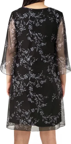 Vista 2 de SeSe Code Vestido de malla elástica con volantes y manga 34 para mujer, vestidos de invitadas de boda