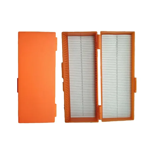 Vista 5 de Caja de microscopio deslizante de 50 lugares, azul, verde, naranja, blanco (paquete de 4)
