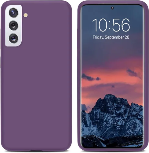 Vista 2 de Funda diseñada para Galaxy S21+ Plus, silicona líquida de goma de gel a prueba de golpes, forro de tela de microfibra suave, compatible con Galaxy