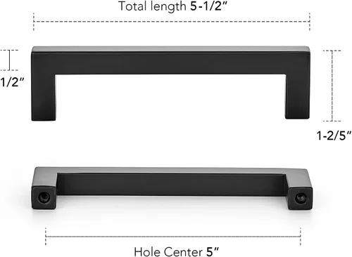 Vista 3 de Home Expert Paquete de 30 tiradores cuadrados para gabinete, color negro mate de 5 pulgadas, accesorios de cocina para armario