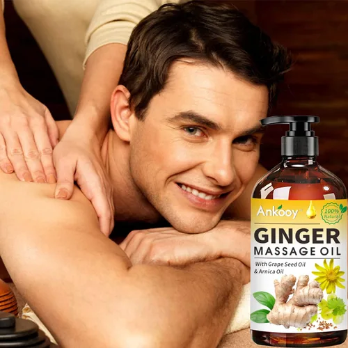 Vista 6 de Paquete de 3 aceites de masaje de jengibre con aceite de árnica, aceite de vitamina E y aceite de semilla de uva, aceite de jengibre para drenaje